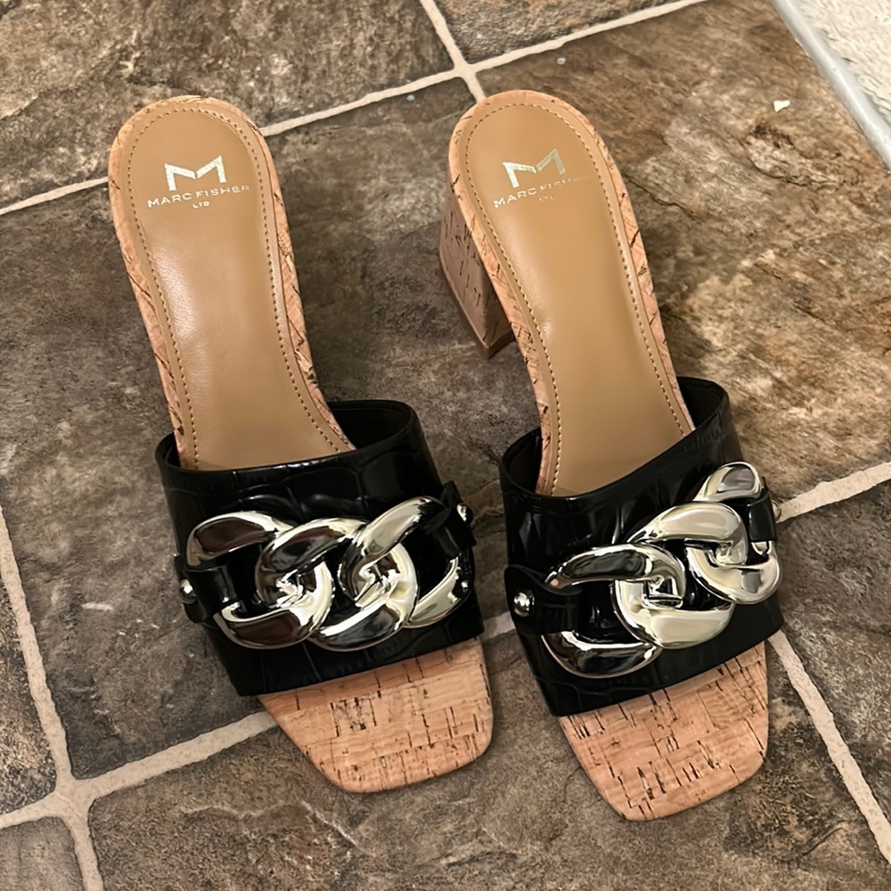 Marc Fisher leather upper sandals NWT.  Never worn